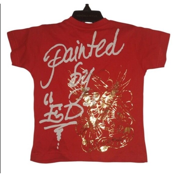 Ed Hardy Kids T-shirt Sz. 12-18 Months Eagle Lightning Bolt Red RARE New w/ Tags - Picture 2 of 6